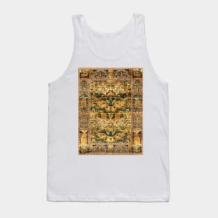 ANIMALS AND HUMAN FIGURES WITH FLOWERS Flemish Style Persian Tapestry ,Yellow Green Blue Floral Tank Top